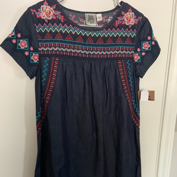 Denim embroidered dress - Picture 1 of 3